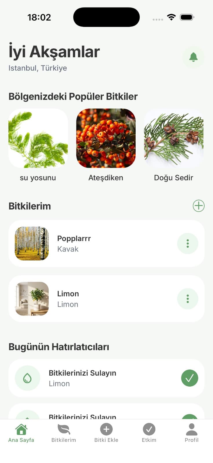 EcoGarnia app interface